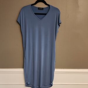 Blue V-Neck Dress